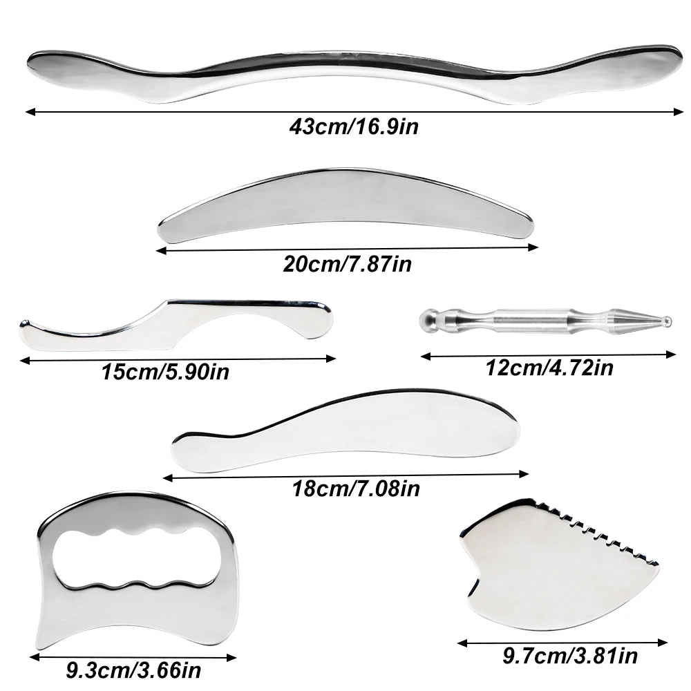 Stainless Steel Gua Sha Tools for Full-Body Recovery (1/4/7 pieces)