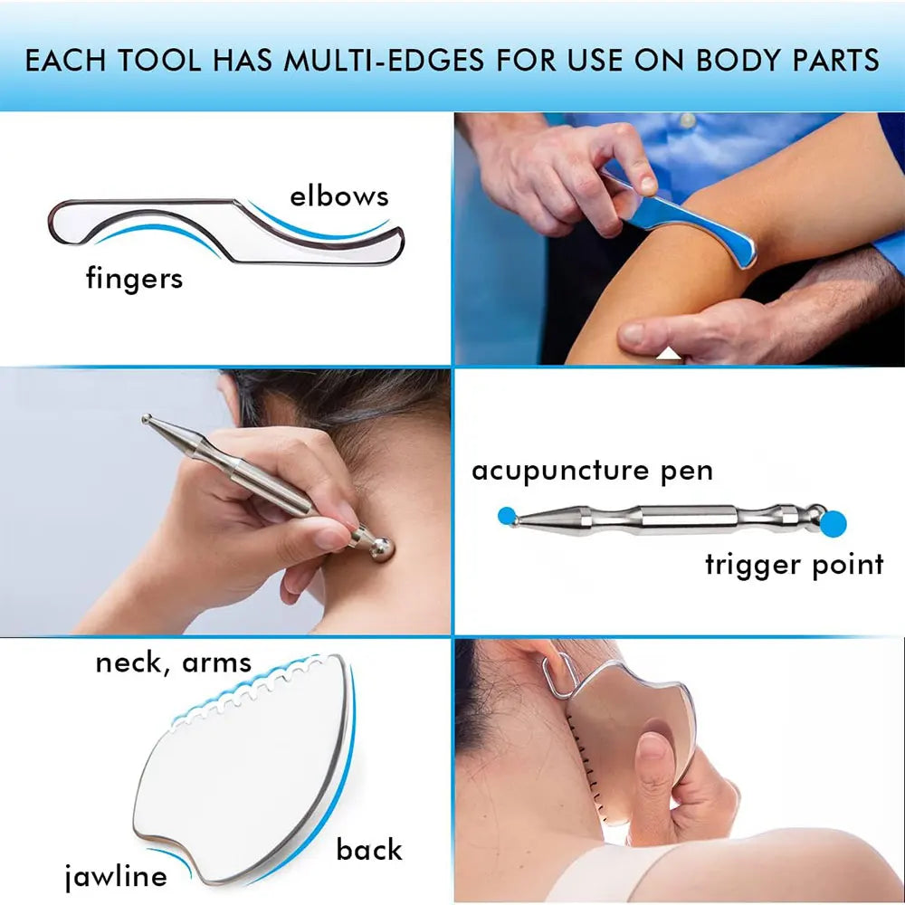 Stainless Steel Gua Sha Tools for Full-Body Recovery (1/4/7 pieces)