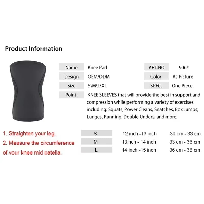 7mm Compression Neoprene Knee Sleeves (1 pair) Knee Protector for Training